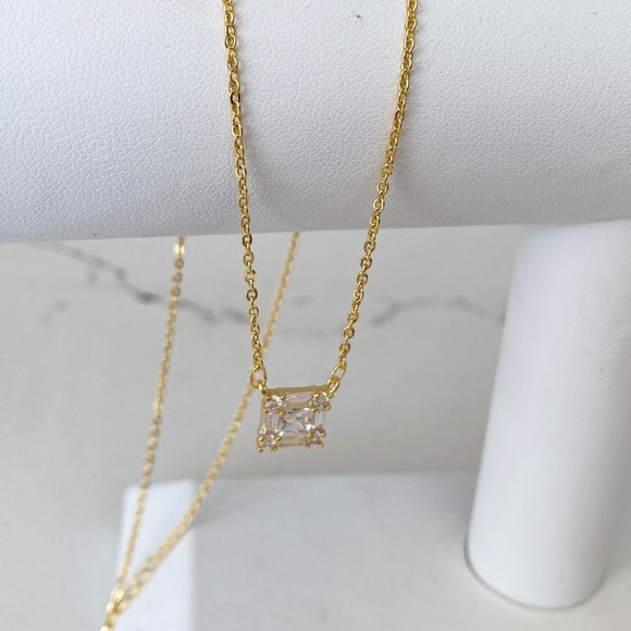 18k plated 925 silver and zircon pendant necklace - Picture 4 of 5